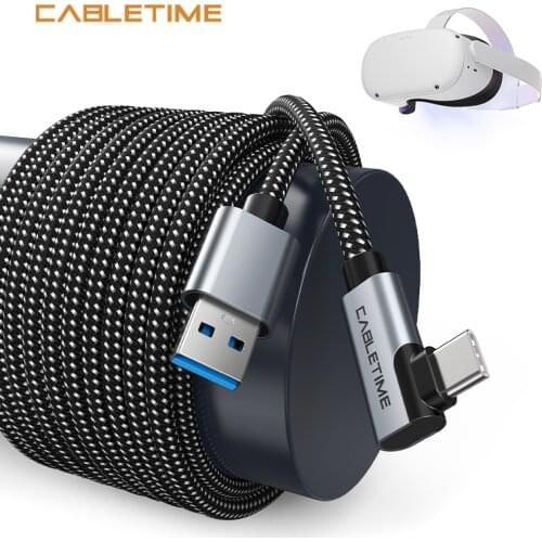 Cabletime VR Gaming Accessories For Oculus Quest 2 USB3.0 VR Headset Data Line for PC 5M 7M Data Line Charging Cable N600