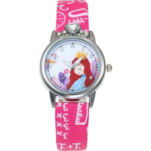 Girls Watch Princess Kids Watches Leather Strap Cute Childrens Cartoon Wristwatches Pink Gifts for Kids Girl education watch