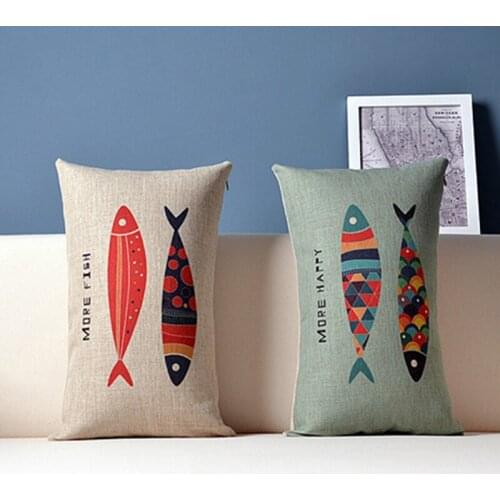 Digital Printing customized decorative rectangle cushion cover sofa waist cojines personalised fish throw pillow case 30x50cm