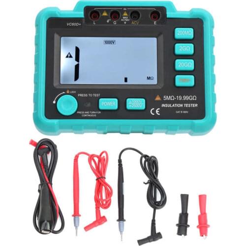 VC60D+0.5-19.99GO Digital Ohmmeter Insulation Resistance Tester MegOhm Meter Electrician Tools With Backlight Display