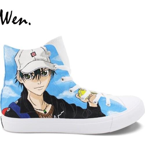 Wen Design Hand Painted Anime Sneakers The Prince of Tennis High Top Girl Canvas Shoes Boy Sports Shoes Gym Trainer Plimsolls