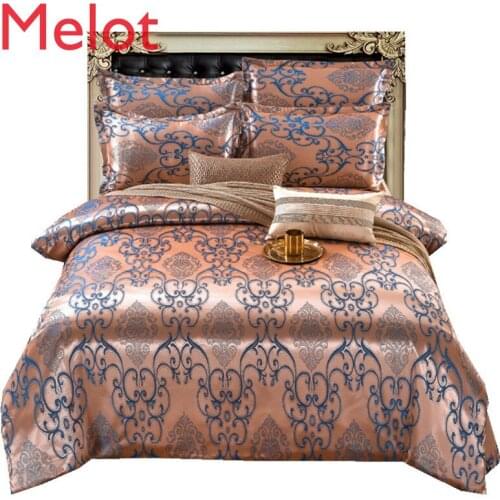 European Style Tribute Silk Four-Piece Jacquard Beddings Bed Sheet Double 2.0 X2.3 Silk Quilt Cover 1.8m2.0m M Bedding Durable