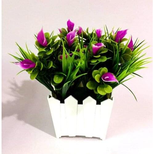 2021 New 1Pc Artificial Flower Callalily Potted Bonsai For Living Room Office Garden Decor Artificial Bonsai Flower With Pot