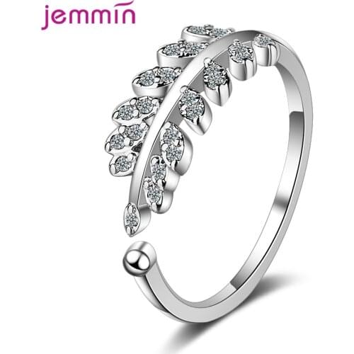 Latest Design Genuine 925 Sterling Silver Wedding Rings Leaves Opening Finger Rings For Women Girls Female Wedding Party Jewelry