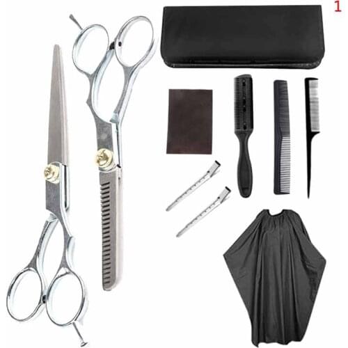 10pcs/set Professional Hair Cape Hair Cutter Hair Styling Tool Salon Barbers Use Haircut Set Hairdressing Scissors Set Tail Comb