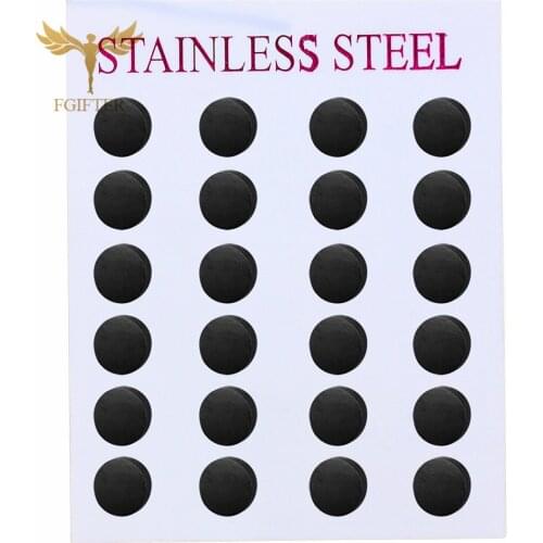 Wholesale Black Earrings Simple Stud Earring 12pairs/lot Stainless Steel Jewelry for Women Men Unisex aretes negros