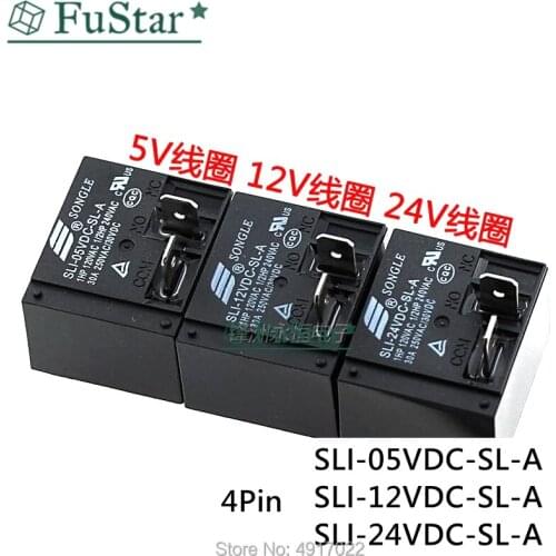 3PCS/lot Power relays SLI-05VDC-SL-A SLI-12VDC-SL-A SLI-24VDC-SL-A 5V 12V 24V 4PIN 30A Time Relay Household Relays SLI 05V 12V