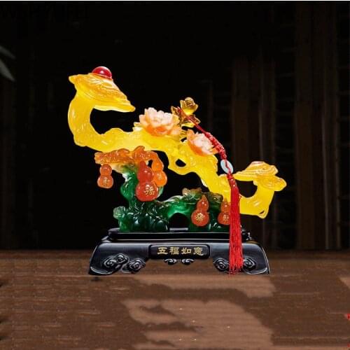 Lucky Money Ruyi Resin Statue Chinese Fengshui Crafts Home Decor Porch Living Room Decorations Housewarming Birthday Present