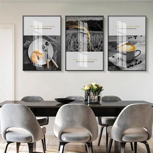 Morden Milk Tea Wall Art Canvas Painting Bread Drink Nordic Poster Print Leaves For Restaurant Cafe Decoration