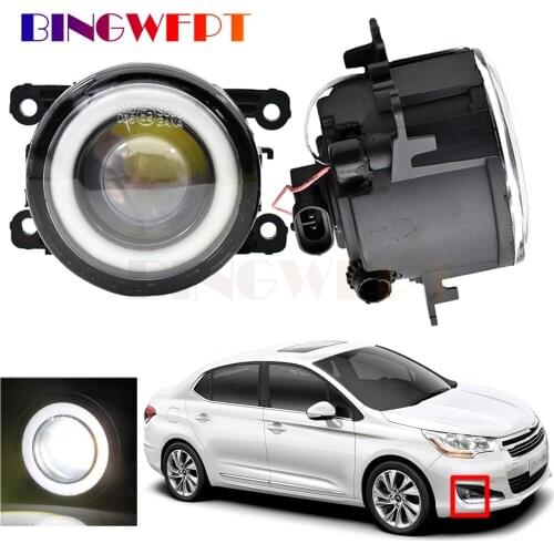 LED Fog Light Cut-Line Lens for Citroen C4 Saloon 2012-2016 2017 2018 Russia C4L Angel Eye DRL Daytime Running Lights