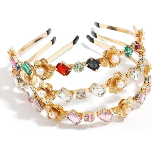 Trendy Pearl Crystal Headband Kid Girls Princess Tiaras Bridal Prom Hairbands Wedding Hair Accessiories Jewelry