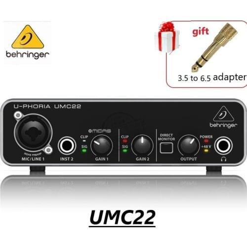 BEHRINGER UMC22/UM2 Live Recording External Sound Card USB Mobile Computer Universal