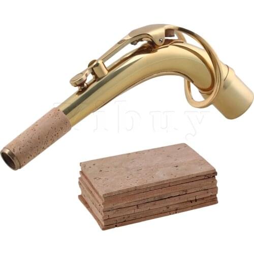 Yibuy 25mm Connector Gold Plated Alto Sax Neck and 10pcs Natural Sax Neck Cork