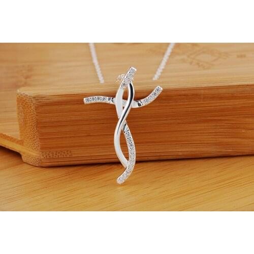 925 Sterling Silver Creative cross crystal Pendant Necklace For Women fashion charms Jewelry Holiday gifts Wedding party