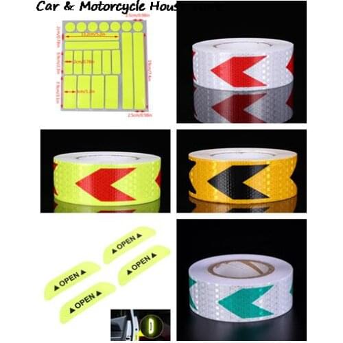 1Pcs/4Pcs Reflective Safety Warning Strip Tape Car Door Bumper Reflector Stickers Decal