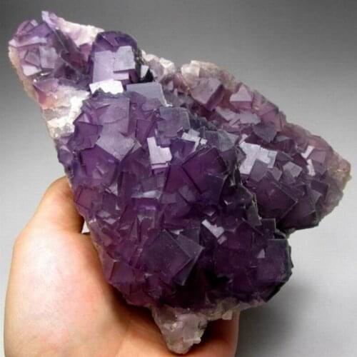 1073g Purple Fluorite Cluster on Matrix - crystals and stones healing Mineral specimen Home Decor feng shui decoration