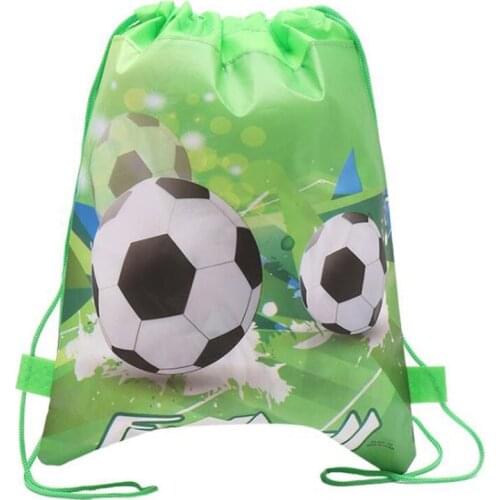 12pcs/lot Football Theme Kids Favors Mochila Non-woven Fabrics Baby Shower Decorations Drawstring Gifts Bags Birthday Party