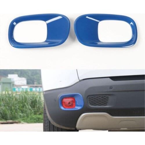 2pcs Blue ABS Chrome Rear Tail Fog Light Lamp Cover Trim Frame Guard For Jeep Renegade 2015-2016 Chromium Car Styling Protective