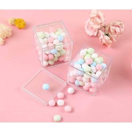 20pcs Net red transparent square box 55mm PS hard plastic packaging boxes handmade baking decoration cake pastry dessert cups