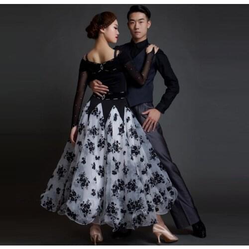 2018 new big swing elegant modern dance costumes female flower splicing waltz/tango/quickstep/ballroom dance for competition