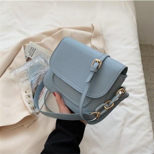 2021 Summer Small Fresh Fashion Single Shoulder Bag Solid Color Chain Slung College Style Simple Female Bag