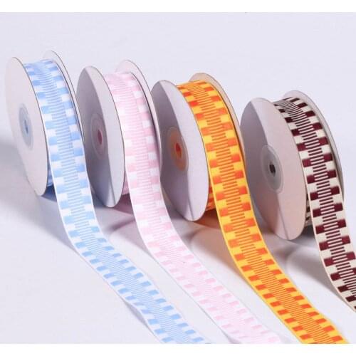 5 yards/lot Striped Lattice Ribbon for DIY Hair Bow Accessories Cake Gift Bouquet Packaging Clothing Sewing Trims Material