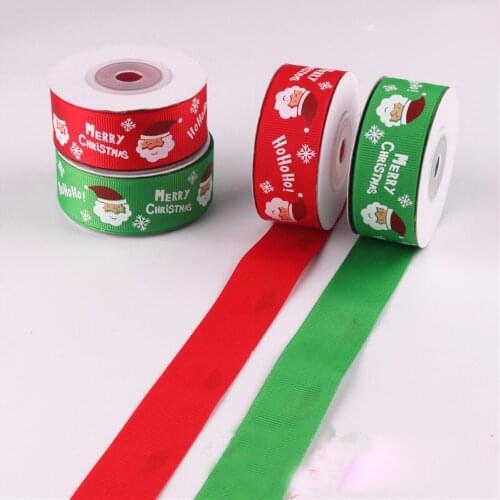 5Yards/Roll Grosgrain Satin Ribbons for Christmas Party Top Quality Satin Printed Christmas ribbon gift ribbons 20mm