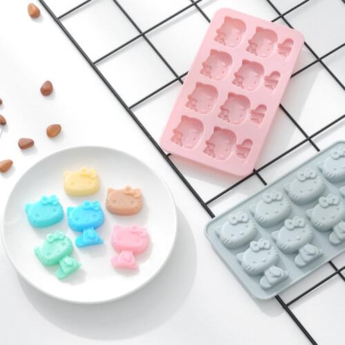 8 cute cat silicone molds Ice tray chocolate fudge mold Baking diy Tool candy mould