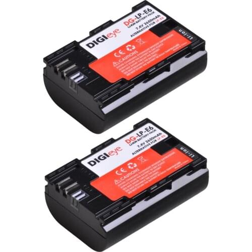 2Pcs 2650mAh LP-E6 LP-E6N LP E6 Battery for Canon EOS 6D 7D 5D Mark II III IV 5D 60D 60Da 70D 80D 5DS 5DSR 6D Mark II