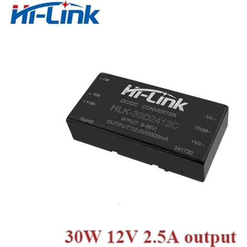 Free Ship 5pcs/lot 9-36V 24V to 12V 2.5A DC DC isolated module HLK-30D3412C 91% Efficiency
