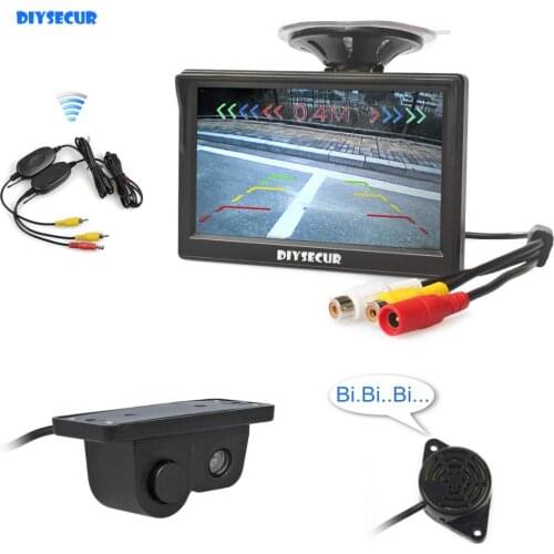 DIYSECUR Wireless 5" Color TFT LCD Car Monitor + Waterproof Parking Radar Sensor Car Camera Rear View Camera Parking System
