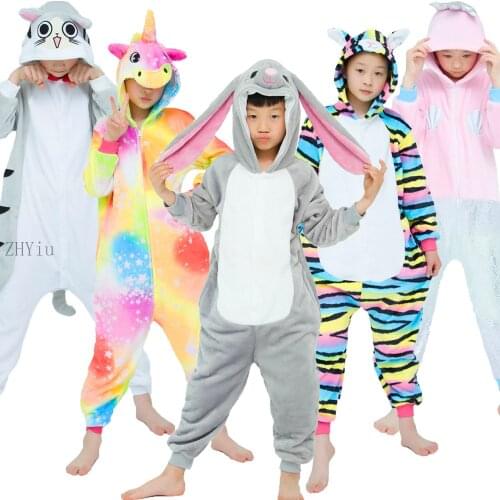Children Cute MashiMaro Rabbit Unicorn Animal Pajamas Boys Girls Cartoon Sleepwear Suit Set Kids Long-Sleeve Flannel Pajamas Set