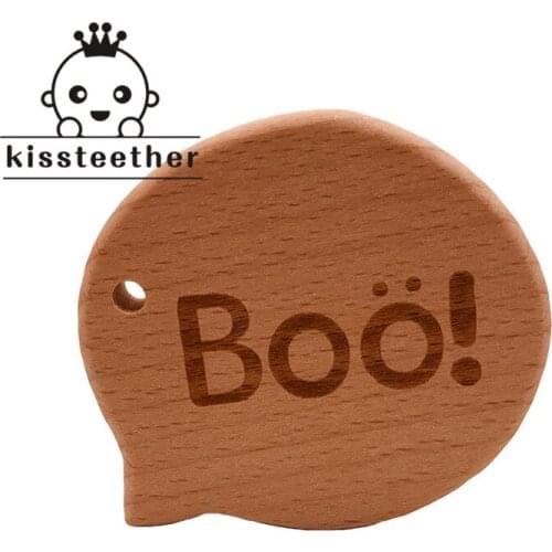 Infant Chawable Toy Baby Wood Teether BOO Shape Natrual Wooden Baby Teether Toys Wood Teething Accessories Baby Shower Gifts