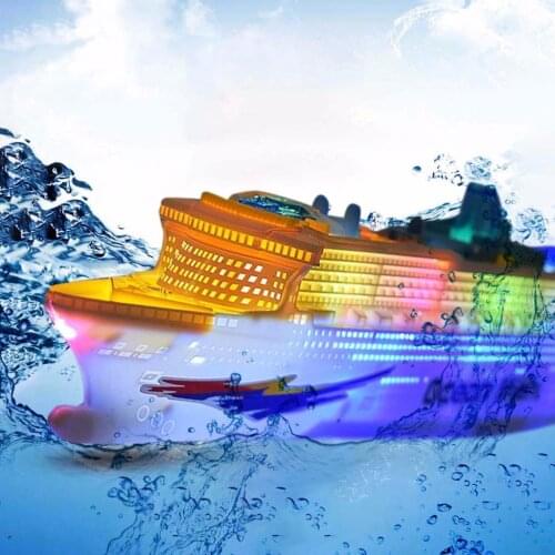 Kids Colorful Ocean Liner Ship Boat Electric Flashing LED Light Sound 2021 Swimming pool Inflatable Boat Toy For Kids Boy Gift