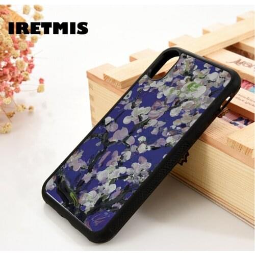 Iretmis 5 5S SE 6 6S TPU Silicone Rubber phone case cover for iPhone 7 8 plus X Xs 11 Pro Max XR Van Gogh Blossom Almond Flower