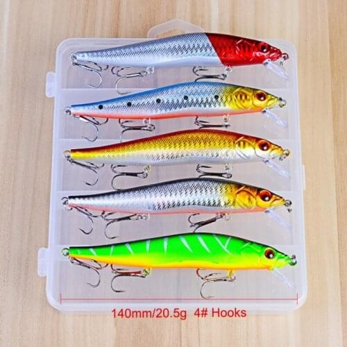 GLS brand five 140mm classic lure bait set 312G Mino bait mixed boxed bionic fake hard bait