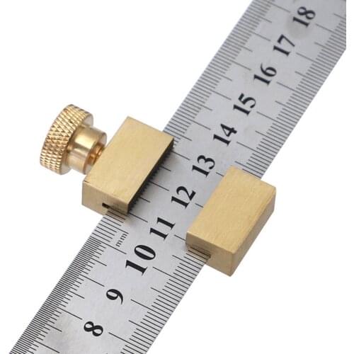 Ruler Brass Positioning Block Woodworking Line Locator Steel Ruler Fixed Carpenter Scriber Gauge Marking Hand Tool