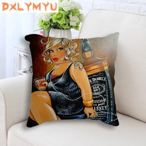 Throw pillow covers Obese womans fashion life painting printed linen cushion cover for seat sofa chair decorative cushion case