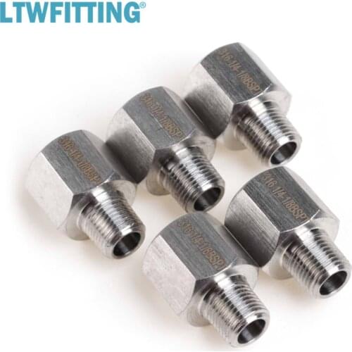 LTWFITTING Stainless Steel 316 Pipe 1/4-Inch Female BSPP x 1/8-Inch Male BSPT Adapter Fuel Gas Air