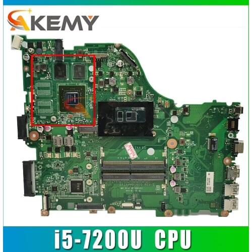 Akemy Laptop Mainboard For ACER Aspire E5-575 i5-7200U Motherboard DAZAAMB16E0 SR2ZU N16S-GT1-KA-A2 2GB DDR4