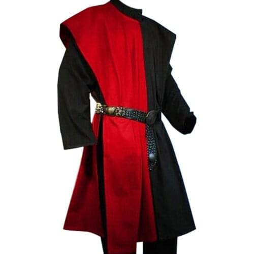 5XL Men Medieval Templar Costume Sleeveless Male Vest Tunic Retro Knight Shirt Tabard Surcoat Tunic Clothes Halloween Costume
