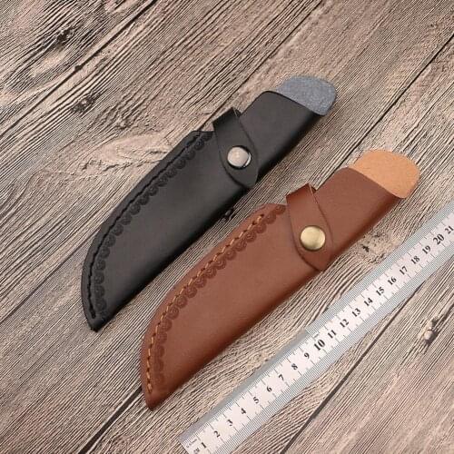 Outdoor Scabbard Cowhide Knife Set Universal Hunting Scabbard Cover Machete Sheath with Button Knife Bonded Leather Closur K7V8