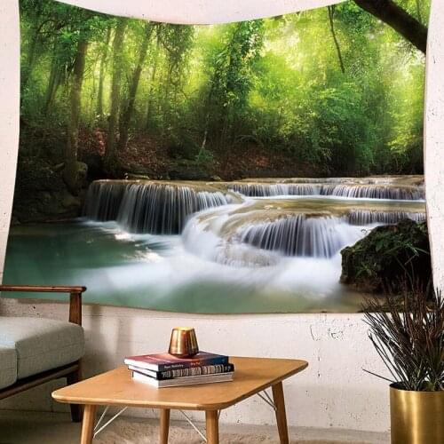 Wall Hanging Tapestry Waterfall Snow Pine Scenic Beach Towel Sea Wave Mountain Yoga Mat Household Outdoor Living Room Decoration
