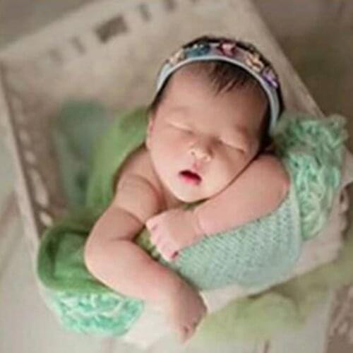 Newborn Infant For Photography Wraps Knitted Kids Boys And Girls Photo Props Knitting Wool Strong Stretch Blanket