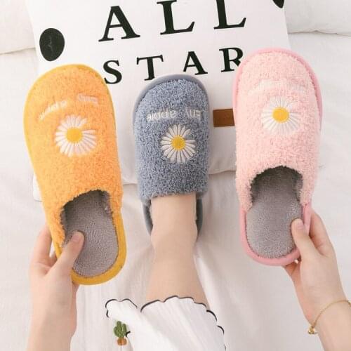 New style cotton slippers Womens autumn and winter home non-slip couples home plush warm cotton slippers