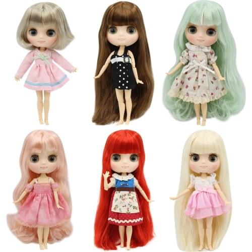Middie blyth nude doll 20cm JOINT body Frosted face with makeup gray eyes multiple hair color DIY toys gift gestures