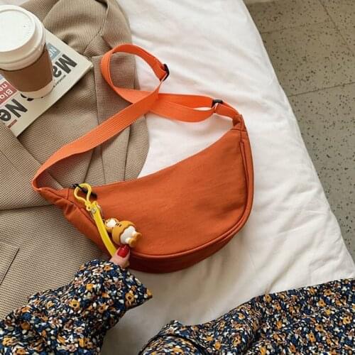 Orange Canvas Crossbody Bag Women 2021 New Fashion Portable Casual Hobos Chest Bag Middle Students Shoulder Cross Body Bag