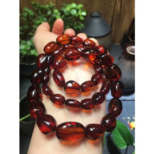 Genuine Natural Blood Red Amber Gemstone Crystal Oval Beads Big Size Necklace 22x13mm Certificate