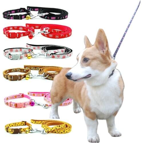 Dog Cat Collar Leash Adjustable Pet Collar Lead with Bell for Cat Small Dog Pet Products Outdoor Walking Poodle Terier