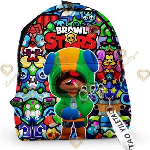 Browlings Spike Shoulder Backpack Shooter and Star Crow Shooter Kids Student Leon Game Boys Girls Cartoon Pencil Baby Bag